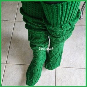 Cable Knit Over Knee Socks Thigh High School Girl Long Boot Cozy Club Bedroom